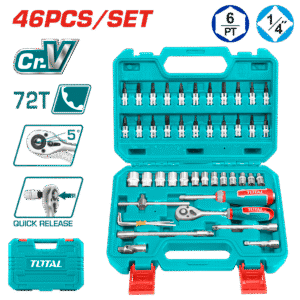 Juego de Copas y Puntas 1/4 x46 Piezas Marca Total